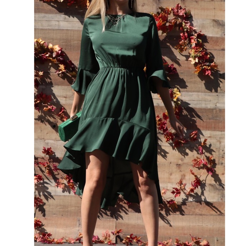 Ruffled Satin Dress